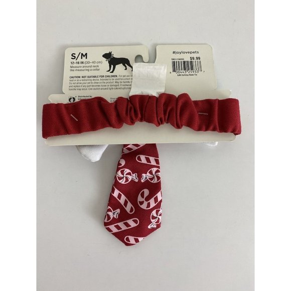 Time for Joy' Holiday Dog Neck Tie Size S/M Candy Canes, Elastic - Picture 3 of 3
